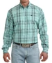 Cinch® Men's L/S Turquoise/Grey Plaid Classic Fit Button Shirt