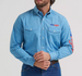 Wrangler® Men's L/S Blue Americana Print Logo Button Shirt