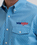 Wrangler® Men's L/S Blue Americana Print Logo Button Shirt