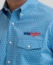 Wrangler® Men's L/S Blue Americana Print Logo Button Shirt