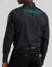 Wrangler® Men's L/S Solid Black/Serape Logo Snap Shirt