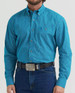 Wrangler® George Strait™ Men's L/S Jeweled Teal Print Button Shirt