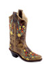Old West® Girls' Brown/Floral Embroidered Snip Toe Boots