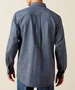 Ariat® Men's L/S Chambray Blue/Saddle Brown Team Logo Twill Fitted Button Shirt