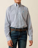 Ariat® Boys' L/S White/Blue Geo Print Perez Classic Fit Button Shirt