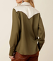 Ariat® Ladies' L/S OIive Green/Cream Bellamy Western Snap Shirt