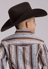 Roper® Boys' L/S Blue/Brown Vintage Stripe Snap Shirt