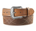 3D Belt Co® Men's Tan Basketweave/Chocolate Boot-Stitched Leather Tapered Belt