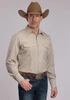 Roper® Men's L/S Solid Tan/Steerhead Embossing Snap Shirt