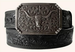 3D Belts® Men's Black Floral Tooled/Longhorn Buckle Belt