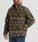 Wrangler® Men's L/S Black Olive Aztec 1/4 Zip Hay Away Sherpa Pullover