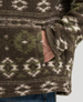 Wrangler® Men's L/S Black Olive Aztec 1/4 Zip Hay Away Sherpa Pullover