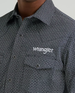 Wrangler® Men's L/S Black/White Geo Print Logo Snap Shirt