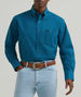 Wrangler® Men's L/S Teal Geo Print Relaxed Button Shirt