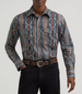 Wrangler Checotah® Men's L/S Ridge Blue/Grey Print Snap Shirt