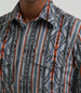 Wrangler Checotah® Men's L/S Ridge Blue/Grey Print Snap Shirt