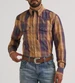 Wrangler® Men's L/S Blue/Gold Ombre Plaid ATG Performance Snap Shirt