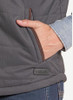 Rock & Roll Denim® Men's Grey Textured Puffer Vest with Hood and Microsuede Trim