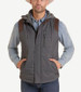 Rock & Roll Denim® Men's Grey Textured Puffer Vest with Hood and Microsuede Trim