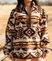 Emma + Grace® Ladies' Brown Serpae Print Sherpa Pullover
