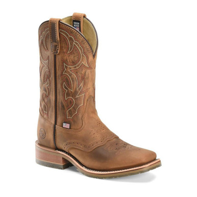 7 Men\'s Double H Roper Leather Green Embroidery Cowboy Boots Square Toe New Roper Men main image 3