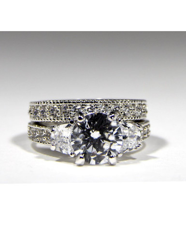 Rsc Wedding Rings R.S. Covenant® Two-Piece Brass/Rhodium/CZ Wedding Ring Set