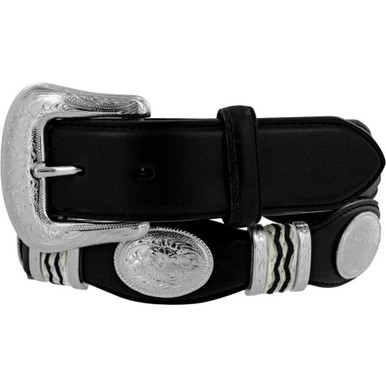 TONY LAMA Black Leather Silver Concho Belt Western Boho Size 30 VINTAGE Cowgirl Tony Lama Women main image 2