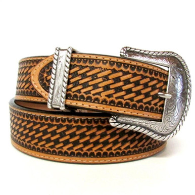 Justin® Men's Brown Basketweave Leather Belt