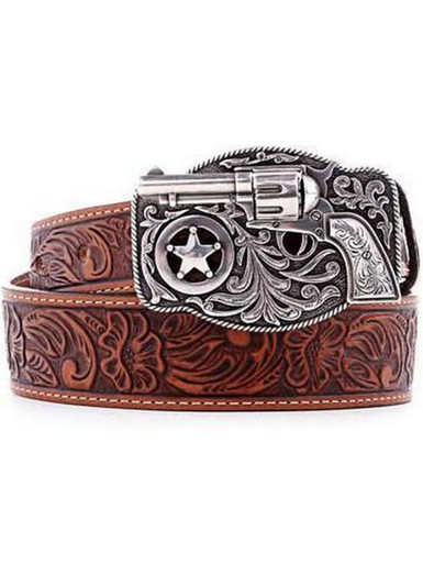 Justin® Boys' Lil' Trigger Brown Leather Belt