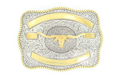 M & F Western Products Crumrine Western Belt Buckle Bull Rider Gold Silver 3807241 - Eli's Western Wear