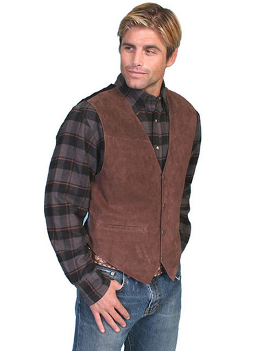 Skully® Mens Satin Back Boar Suede Snap Front Vest - Eli's