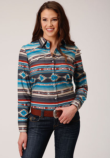 Roper® Ladies L/S Aztec Blanket Print Snap Shirt