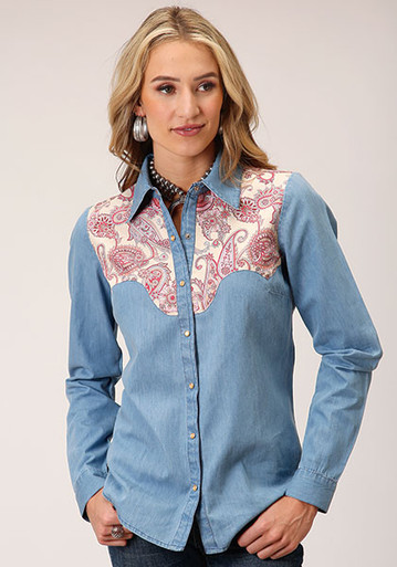 Roper® Ladies L/S Denim With Spring Paisley Yokes