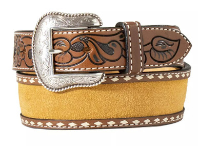 Nocona Brown Leather Belt with White Stitching Nocona Men main image 4