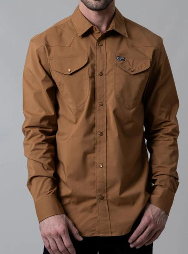 long sleeve brown dress shirt men Cinch Men's Solid Brown Button Down Long Sleeve Western Shirt