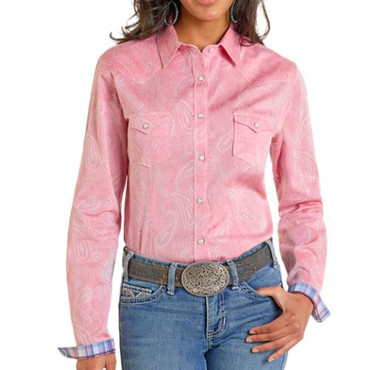 Panhandle Slim Ladies' L/S Rose Pink Paisley Snap Shirt