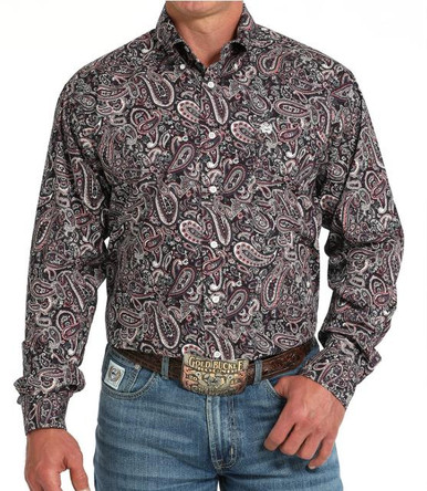 mens black paisley dress shirt Barry. Wang Mens Black Dress Shirt CowBoy Paisley Long Sleeve Button Up Shirt, L