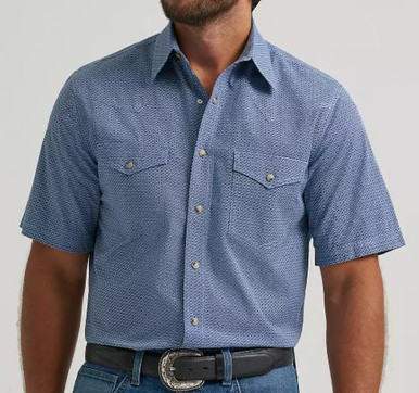 Wrangler 20X® Men's S/S Navy Geo Competition Advanced Comfort Snap
