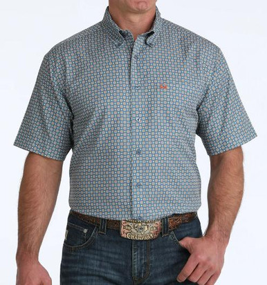 mens dusty blue dress shirt Wrangler George Strait Men's L/S Dusty Blue Microdot Button Shirt