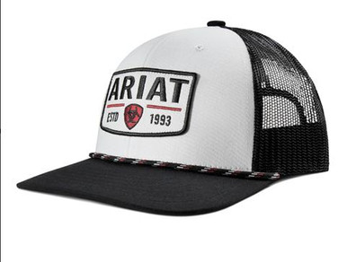 Ariat® White/Black with Brim Rope Est'd 1993 Snapback Cap