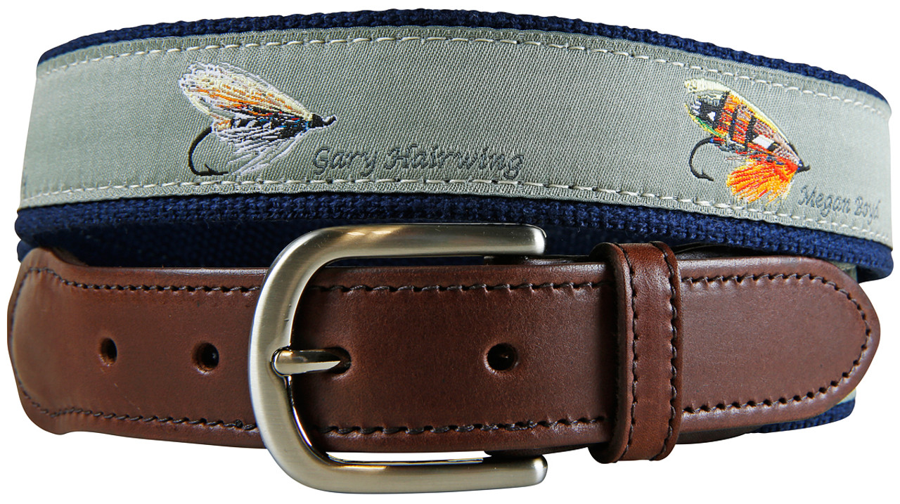 Megan Boyd Flies Leather Tab Belt by Belted Cow Company. Made in Maine.