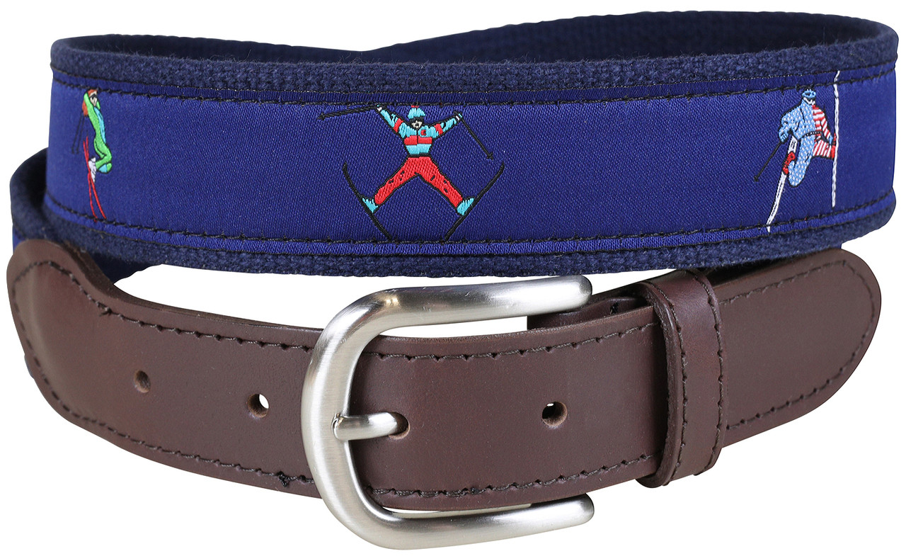 Retro Ski Leather Tab Belt