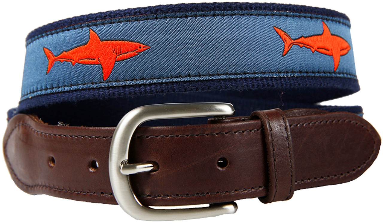 Shark Leather Tab Belt Blue 40 (Waist Size 38/39)