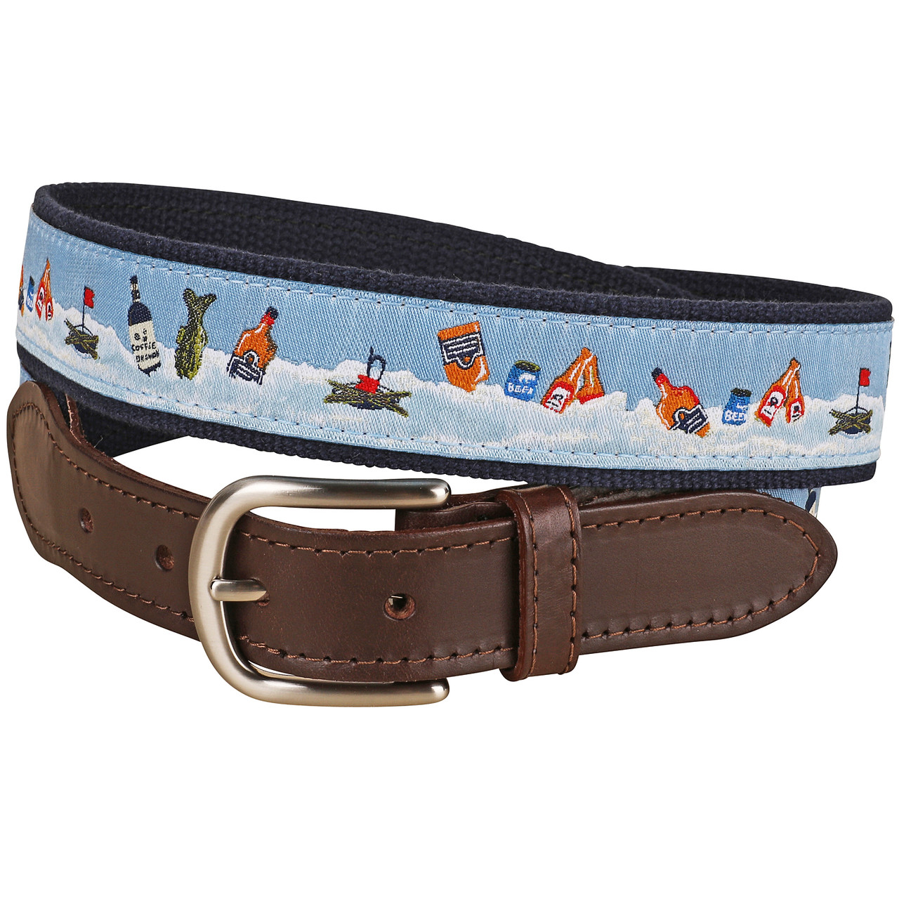 Ice Fishing 101 Leather Tab Belt