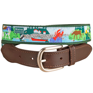 Maine Vacationland Leather Tab Belt by Belted Cow Company. Made in