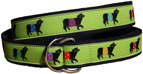 Saltwater Fish & Flies D-Ring Belt  Belted Cow Company. Made in Maine.