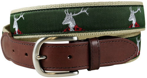 Dapper Stag Deer Leather Tab Belt