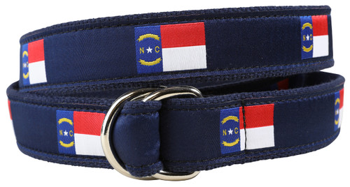 North Carolina State Flag D-Ring Belt