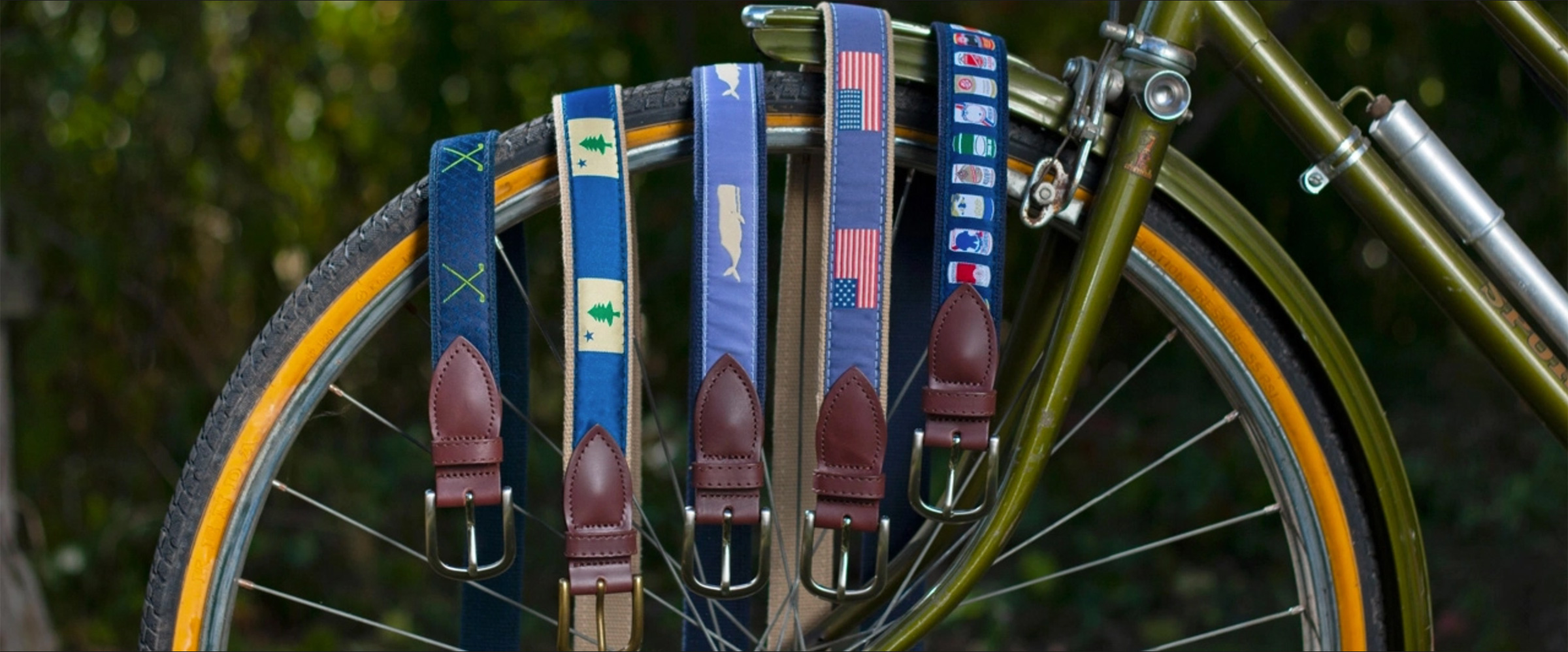 Classic Anchor Leather Tab Belt  Navy by Belted Cow Company. Made in Maine.