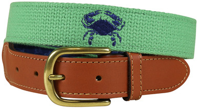 Bermuda Embroidered Belt  Anchor by Belted Cow Company. Made in Maine.